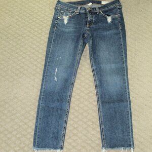 rag & bones Skinny Women's 28 Low Rise Ankle Raw Hem Blue Jeans